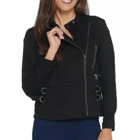Laurie Felt Black Zip Up Moto Style Jacket - Picture 1 of 14